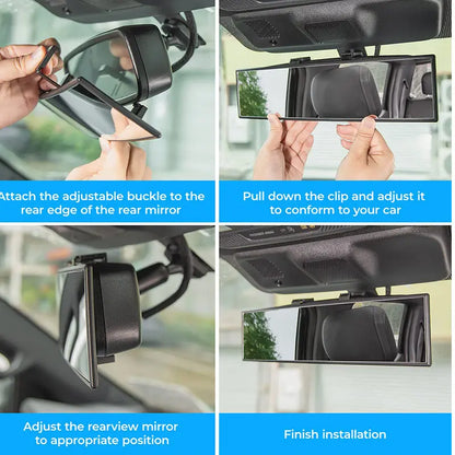 JOYTUTUS 11.81in Universal Panoramic Convex Extended Rear View Mirror - High-Quality Glass Vehicle Accessory, Anti-Fall Design, Reversible for Passengers, Easy Installation, Car Interior Accessories, Fits Cars/Trucks, Blind Spot Gadgets