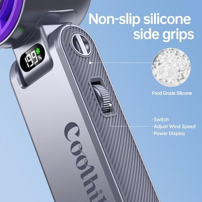 Handheld Portable fan with Turbo Cooling 1-199 Speeds 5500mAh | Hand Held Fan Rechargeable, Powerful Mini Personal fan for Travel, Outdoor, Beach & Makeup|B0GGMRF7PX
