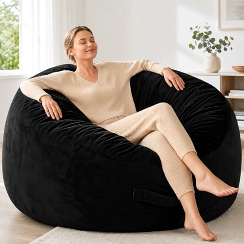 Codi Bean Bag Chair with Filler Included, 4 FT - Comfy Large Beanbag Chairs for Adults - Machine Washable and Soft Mink Bonded Cover - Charcoal Grey, 4ft|B0CFS48QJY