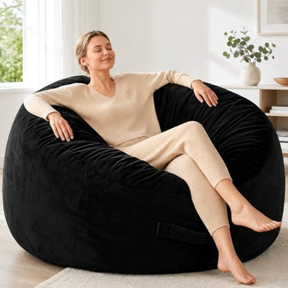 Codi Bean Bag Chair with Filler Included, 4 FT - Comfy Large Beanbag Chairs for Adults - Machine Washable and Soft Mink Bonded Cover - Charcoal Grey, 4ft|B0CFS48QJY