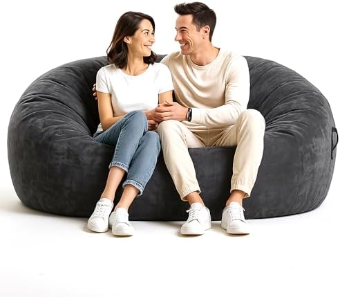 Codi Bean Bag Chair with Filler Included, 4 FT - Comfy Large Beanbag Chairs for Adults - Machine Washable and Soft Mink Bonded Cover - Charcoal Grey, 4ft|B0CFS48QJY