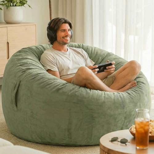 Codi Bean Bag Chair with Filler Included, 4 FT - Comfy Large Beanbag Chairs for Adults - Machine Washable and Soft Mink Bonded Cover - Charcoal Grey, 4ft|B0CFS48QJY