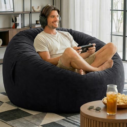 Codi Bean Bag Chair with Filler Included, 4 FT - Comfy Large Beanbag Chairs for Adults - Machine Washable and Soft Mink Bonded Cover - Charcoal Grey, 4ft|B0CFS48QJY