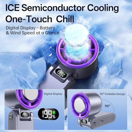 Handheld Portable fan with Turbo Cooling 1-199 Speeds 5500mAh | Hand Held Fan Rechargeable, Powerful Mini Personal fan for Travel, Outdoor, Beach & Makeup|B0GGMRF7PX