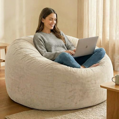 Codi Bean Bag Chair with Filler Included, 4 FT - Comfy Large Beanbag Chairs for Adults - Machine Washable and Soft Mink Bonded Cover - Charcoal Grey, 4ft|B0CFS48QJY