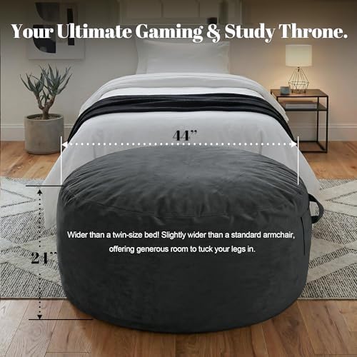 Codi Bean Bag Chair with Filler Included, 4 FT - Comfy Large Beanbag Chairs for Adults - Machine Washable and Soft Mink Bonded Cover - Charcoal Grey, 4ft|B0CFS48QJY