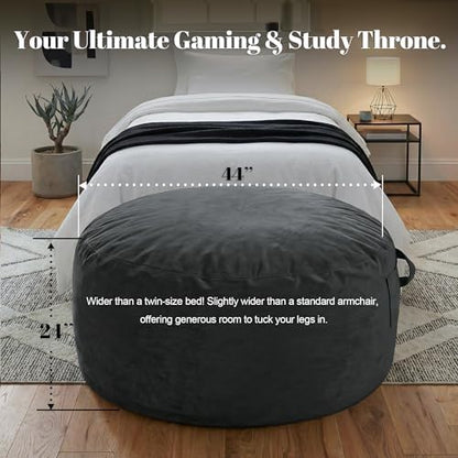 Codi Bean Bag Chair with Filler Included, 4 FT - Comfy Large Beanbag Chairs for Adults - Machine Washable and Soft Mink Bonded Cover - Charcoal Grey, 4ft|B0CFS48QJY