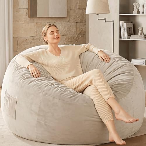 Codi Bean Bag Chair with Filler Included, 4 FT - Comfy Large Beanbag Chairs for Adults - Machine Washable and Soft Mink Bonded Cover - Charcoal Grey, 4ft|B0CFS48QJY