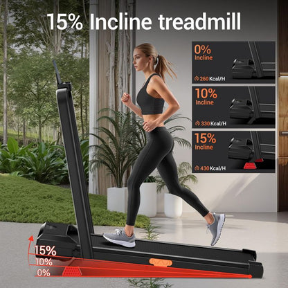 15% Incline 4-in-1 Walking Pad Treadmill, Foldable Under Desk Treadmill for Home & Office, Quiet 2.5 HP Motor, 3 of 9