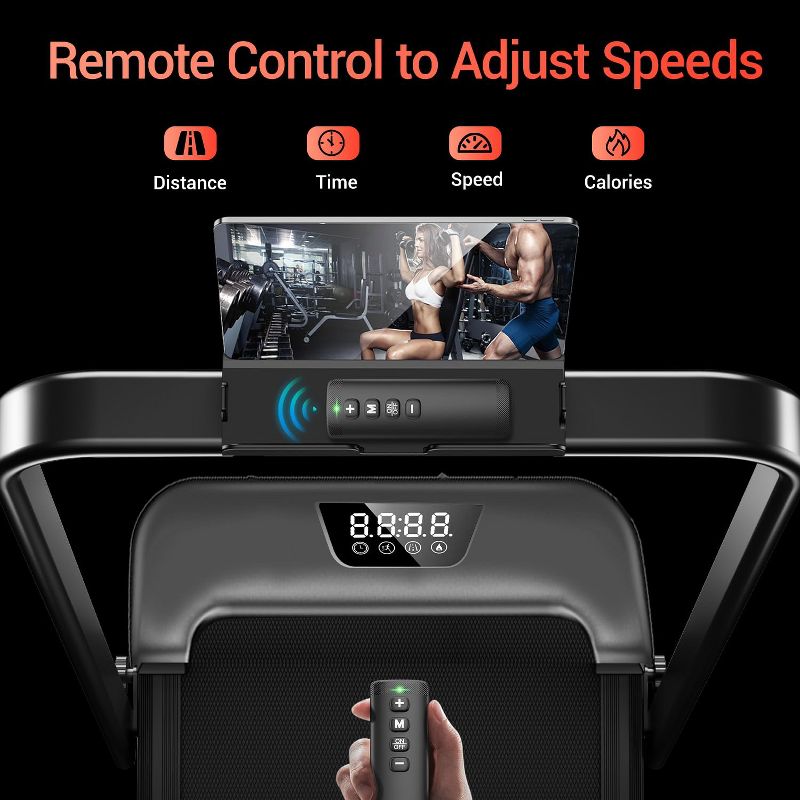 15% Incline 4-in-1 Walking Pad Treadmill, Foldable Under Desk Treadmill for Home & Office, Quiet 2.5 HP Motor, 4 of 9